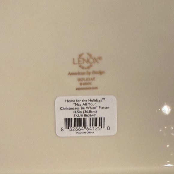 Lenox Holiday Platter with Holly and Text - Picture 4 of 5